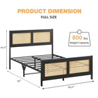 Estructura de cama de ratán con cabecero