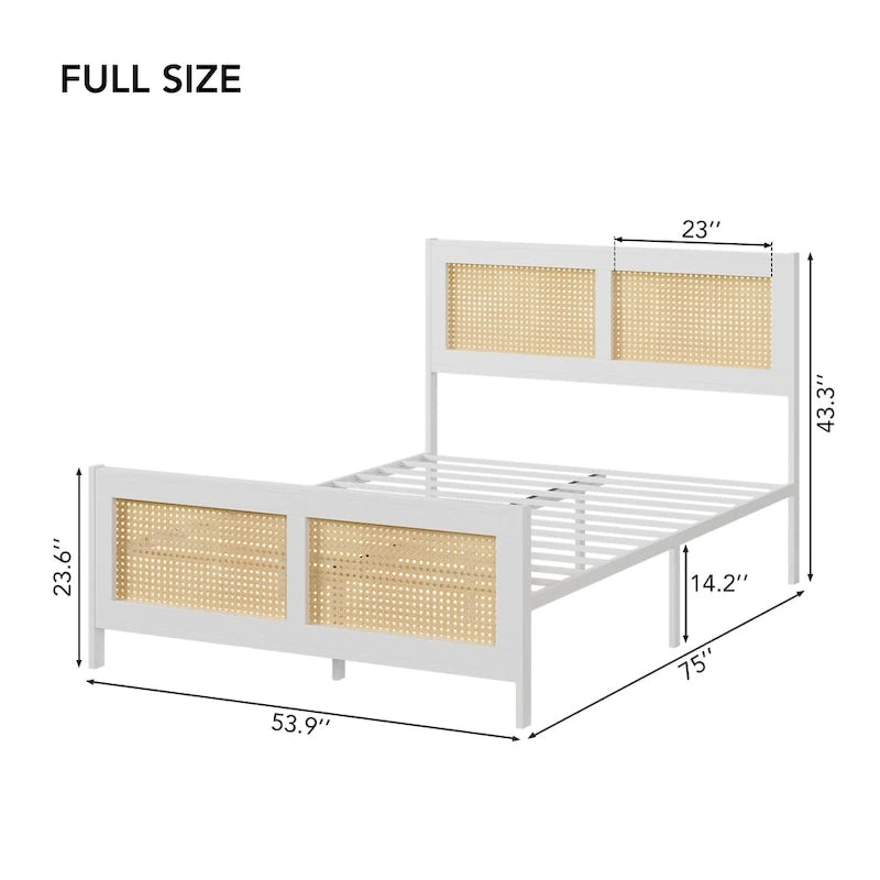 Estructura de cama de ratán con cabecero