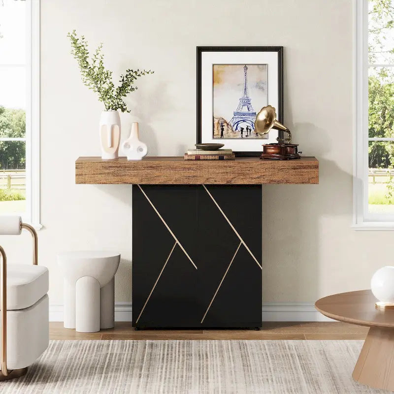 43.3 Mesa consola de pedestal de granja, mesa de sofá para sala de estar, mesa de entrada para vestíbulo, escritorio estrecho