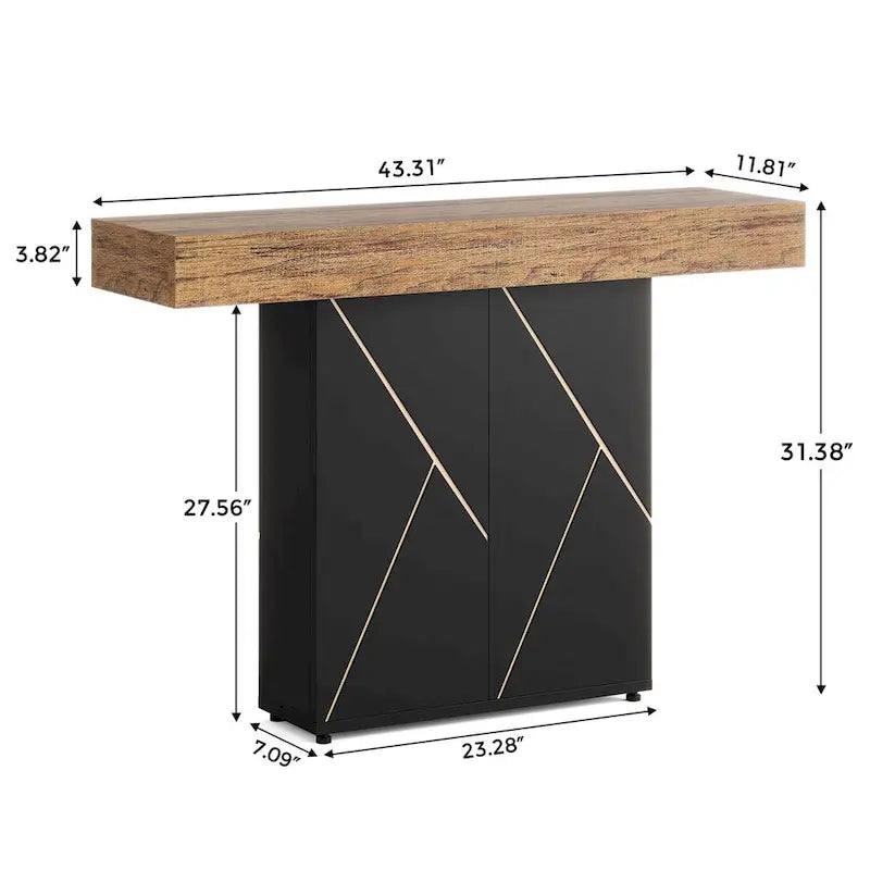 43.3 Mesa consola de pedestal de granja, mesa de sofá para sala de estar, mesa de entrada para vestíbulo, escritorio estrecho