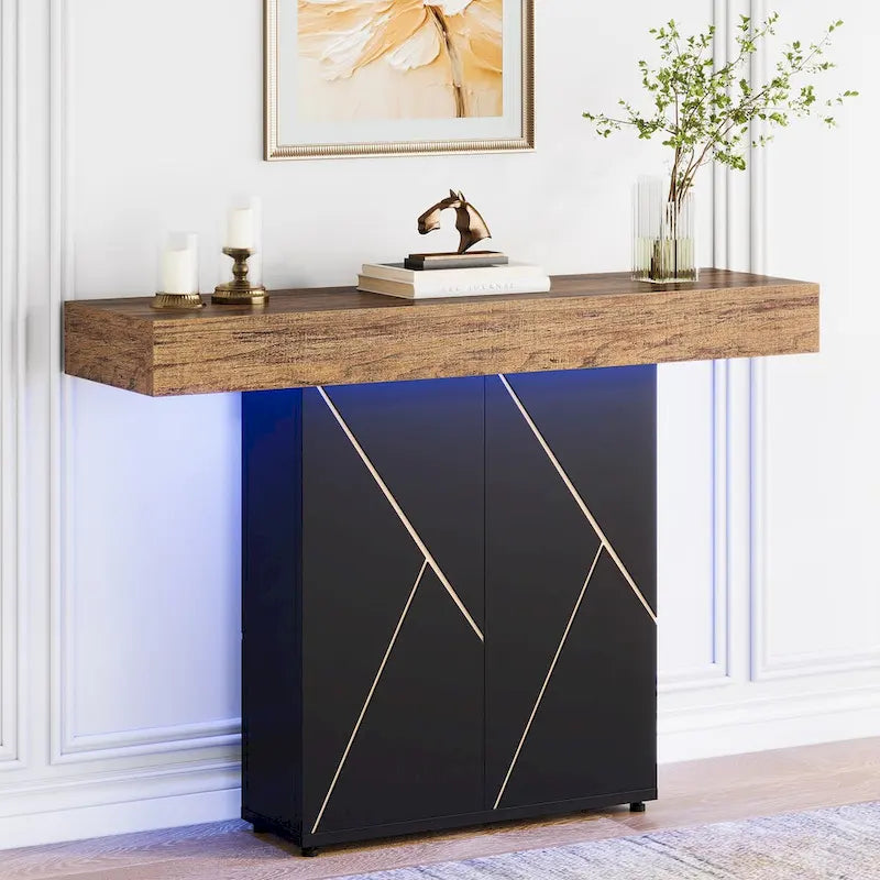 43.3 Mesa consola de pedestal de granja, mesa de sofá para sala de estar, mesa de entrada para vestíbulo, escritorio estrecho
