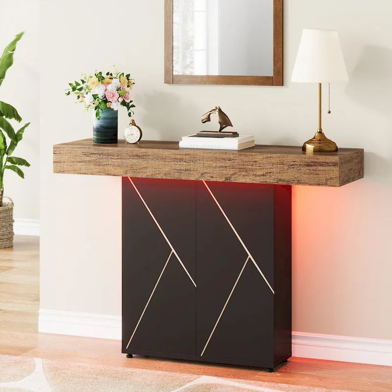 43.3 Mesa consola de pedestal de granja, mesa de sofá para sala de estar, mesa de entrada para vestíbulo, escritorio estrecho