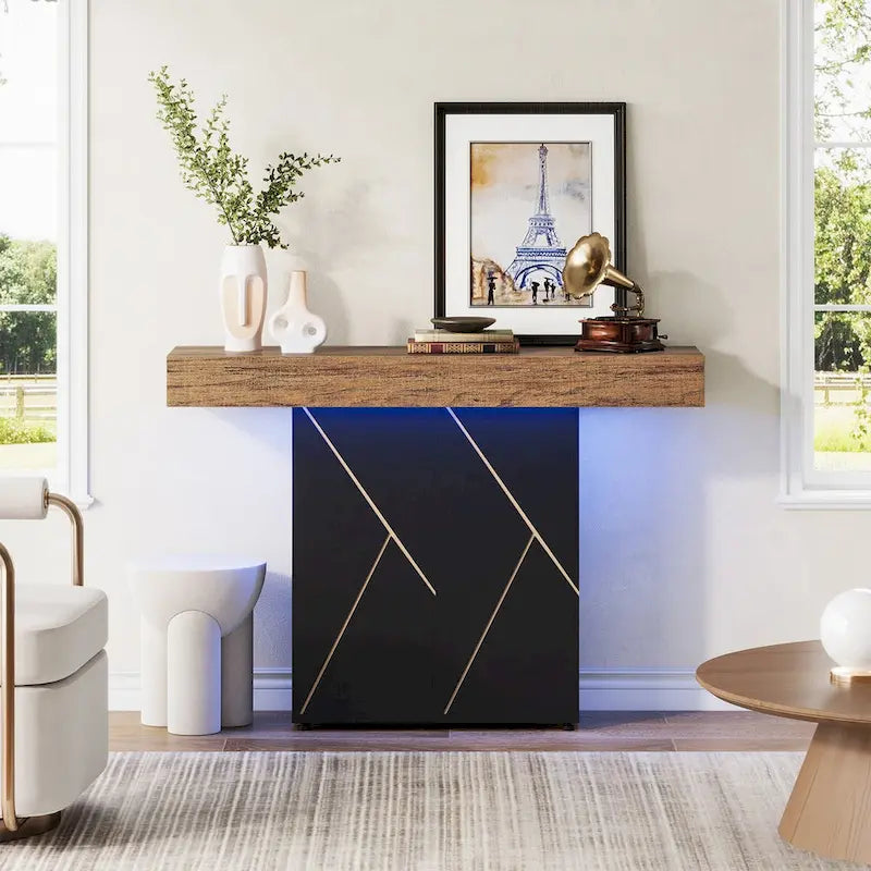 43.3 Mesa consola de pedestal de granja, mesa de sofá para sala de estar, mesa de entrada para vestíbulo, escritorio estrecho