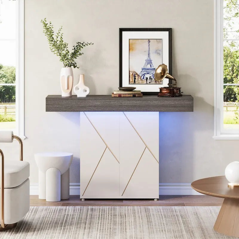 43.3 Mesa consola de pedestal de granja, mesa de sofá para sala de estar, mesa de entrada para vestíbulo, escritorio estrecho