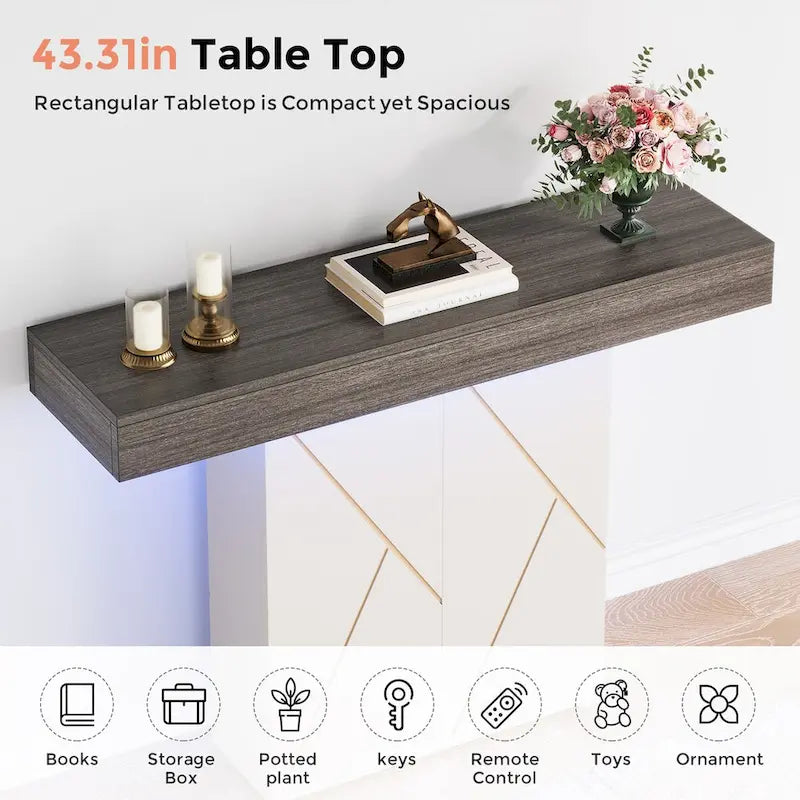 43.3 Mesa consola de pedestal de granja, mesa de sofá para sala de estar, mesa de entrada para vestíbulo, escritorio estrecho