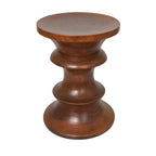 Mesa auxiliar geométrica de madera hecha a mano - Marrón