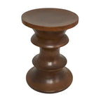 Mesa auxiliar geométrica de madera hecha a mano - Marrón