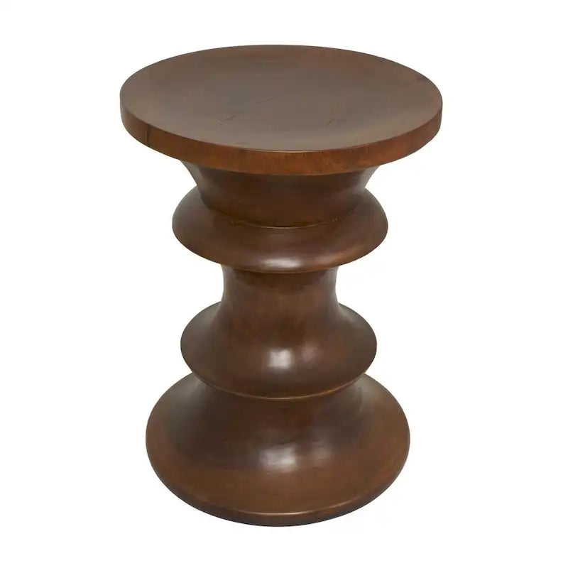 Mesa auxiliar geométrica de madera hecha a mano - Marrón