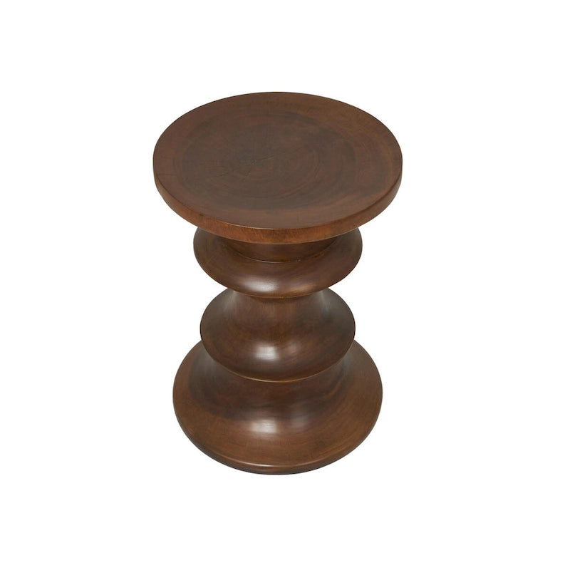 Mesa auxiliar geométrica de madera hecha a mano - Marrón