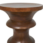 Mesa auxiliar geométrica de madera hecha a mano - Marrón