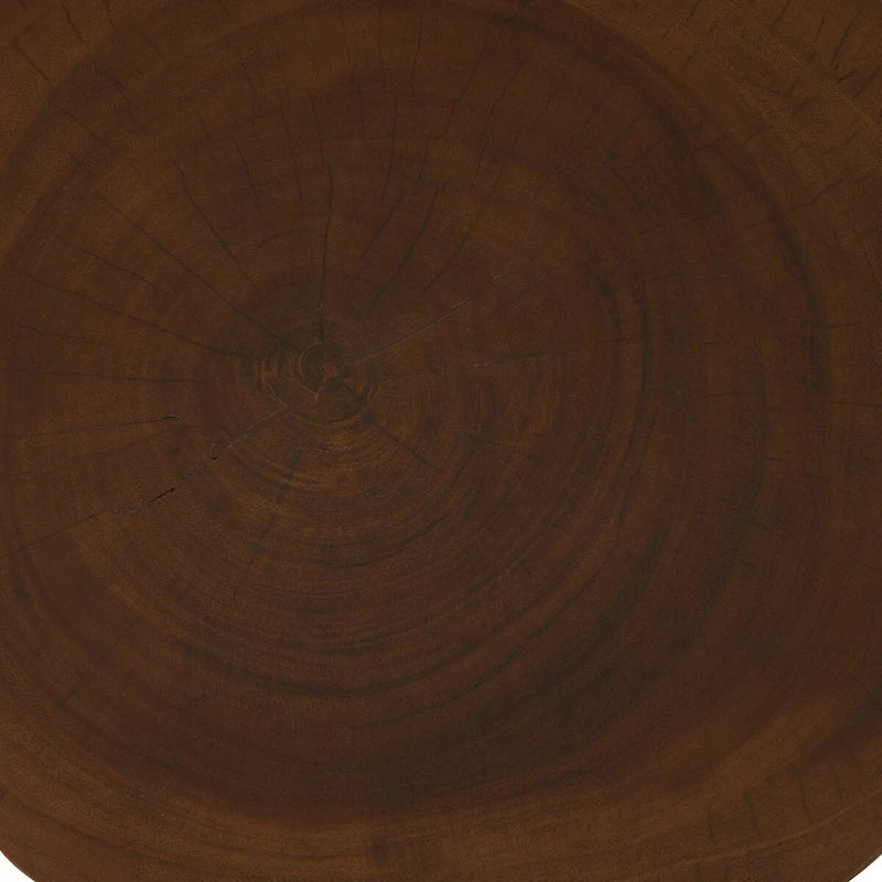 Mesa auxiliar geométrica de madera hecha a mano - Marrón