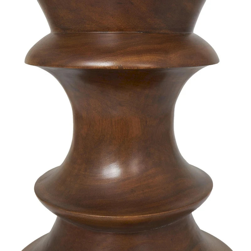 Mesa auxiliar geométrica de madera hecha a mano - Marrón
