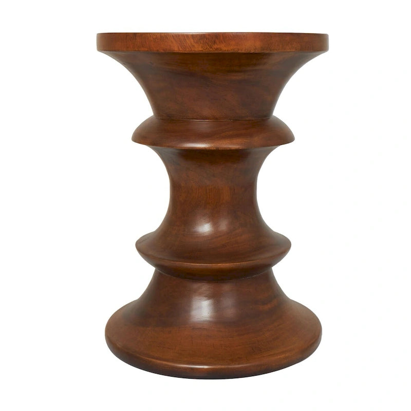 Mesa auxiliar geométrica de madera hecha a mano - Marrón